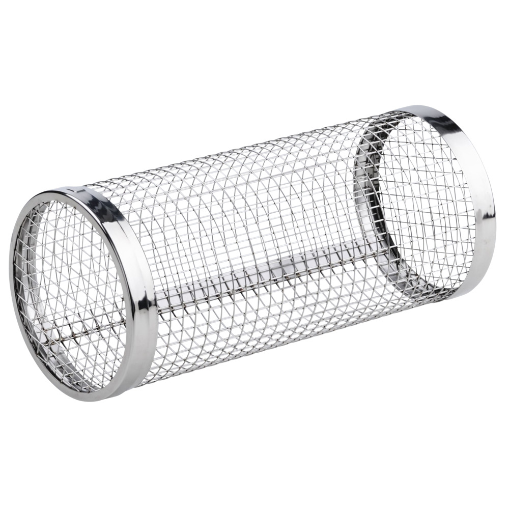 Grillkorb rollbar aus Edelstahl mit Haken 20 x 9 cm