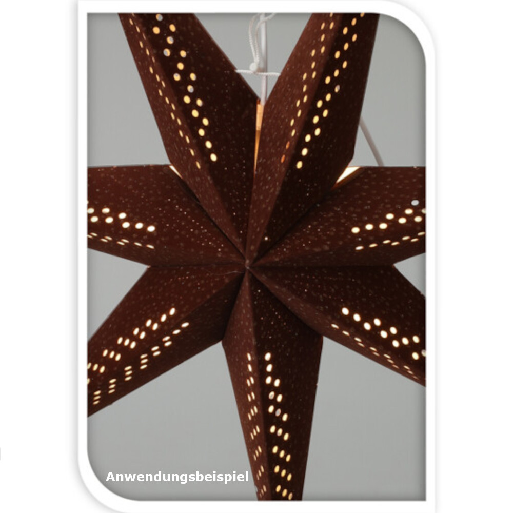 Leuchtstern 60 cm strombetrieben aus braunem Papier, 7-Eckig mit Glitter image number 1