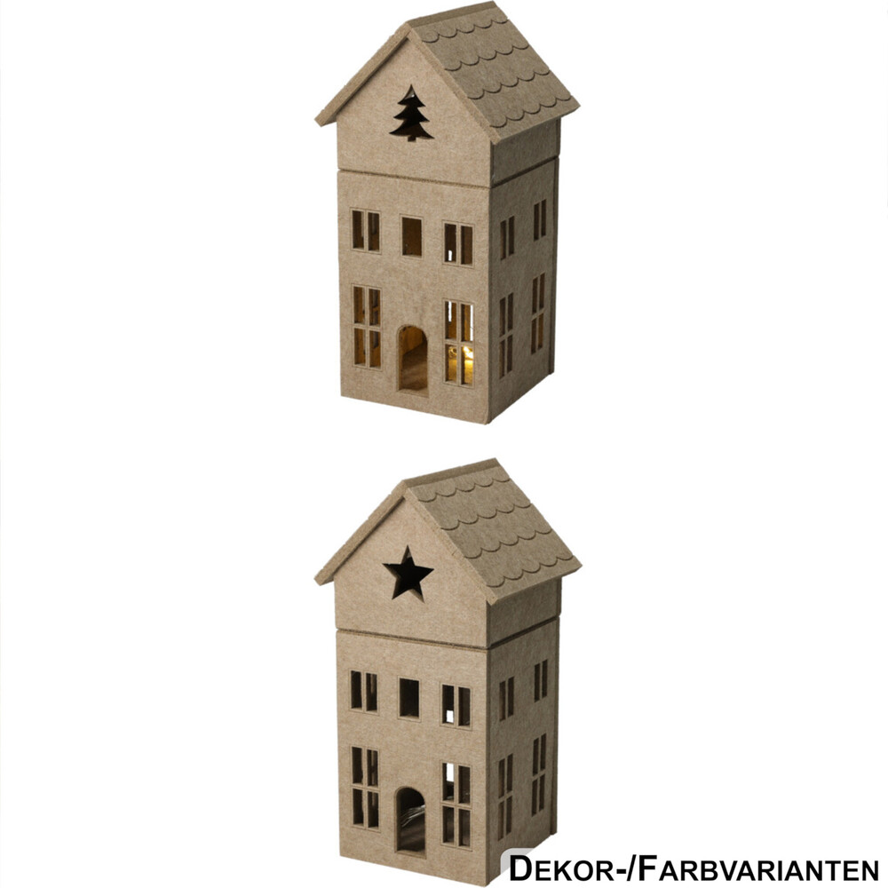 LED-Filzhaus klein 28 cm, 2-fach sortiert