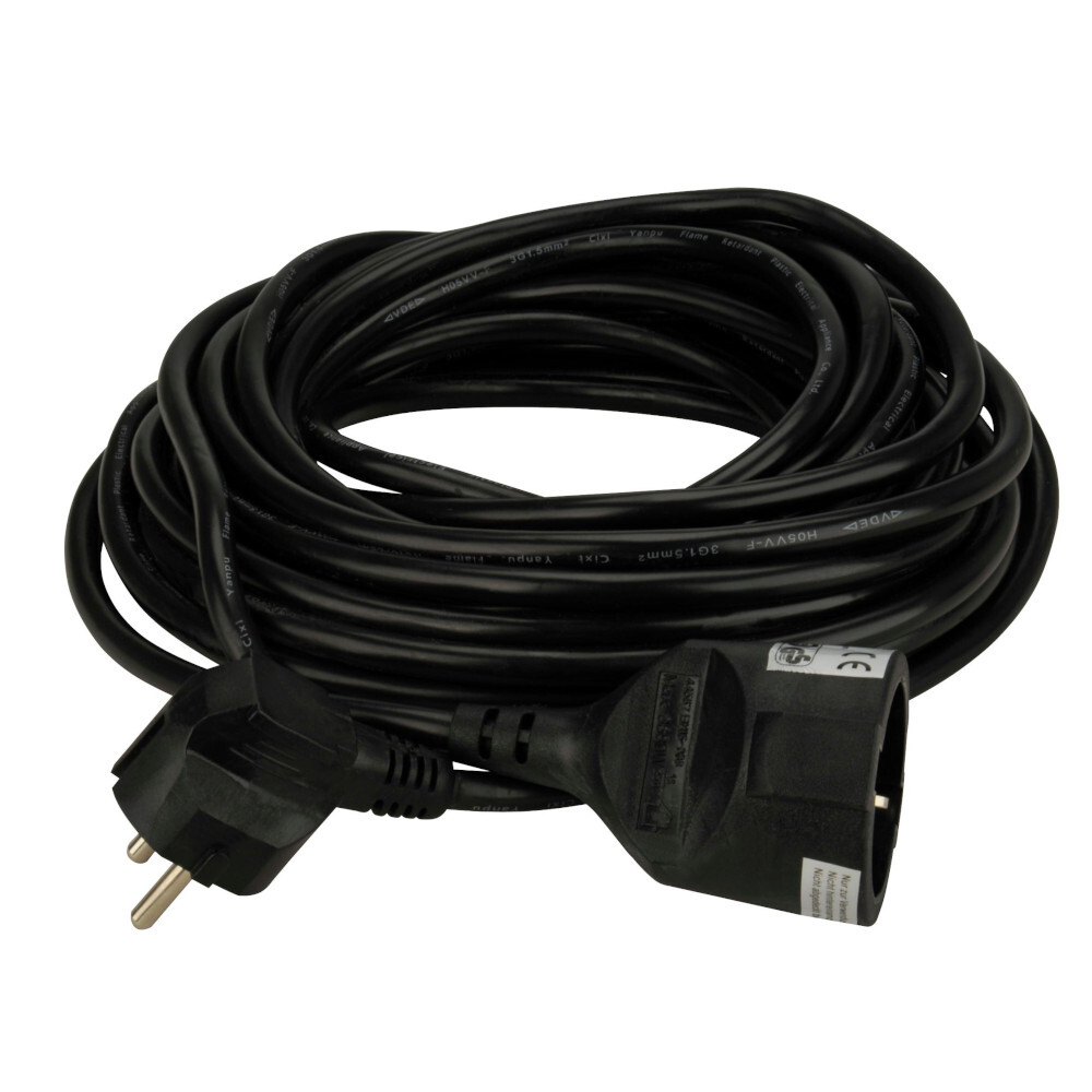 Verl&auml;ngerungskabel mit Schutzkontakt Stecker 10 m, schwarz