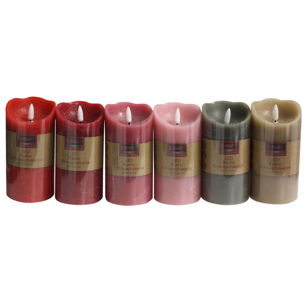 LED-Echtwachskerze Rustic &Oslash; 7,5 x 15 cm mit Timer image number 1