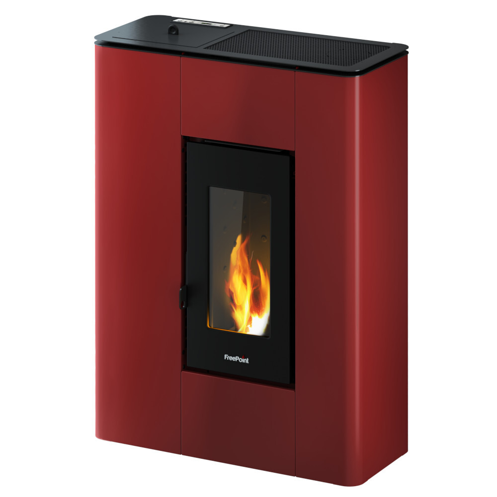 Pelletofen "Atrium 5", bordeaux Stahl
