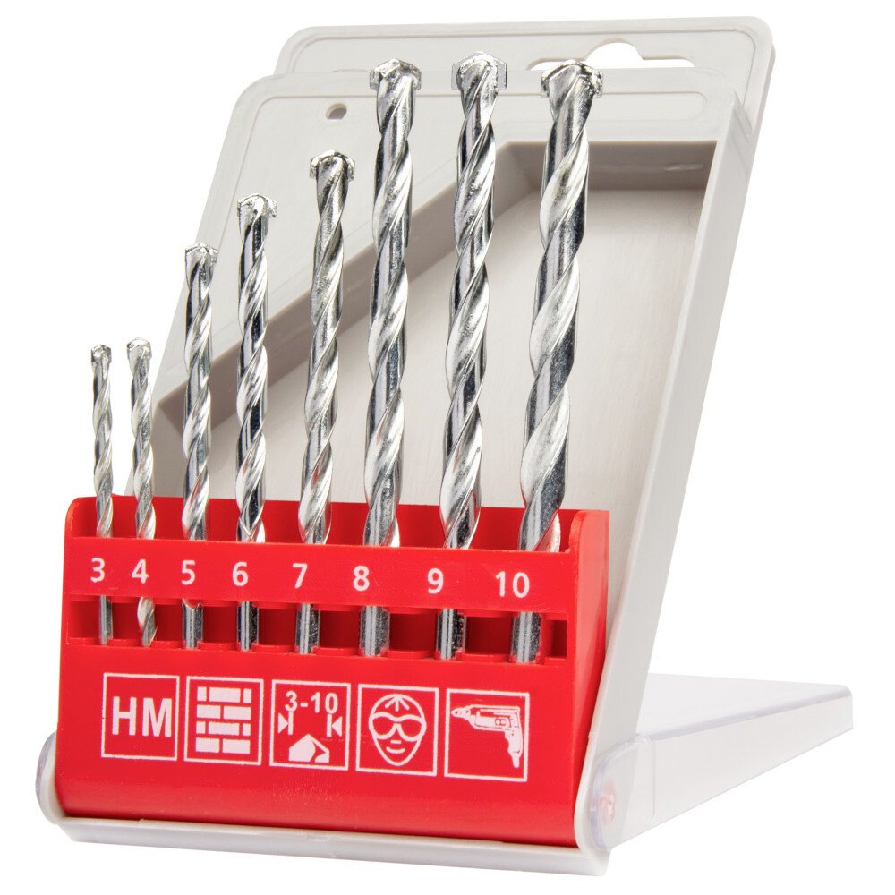 HM Steinbohrersatz 8-teilig 3-10 mm aus verzinktem Stahl