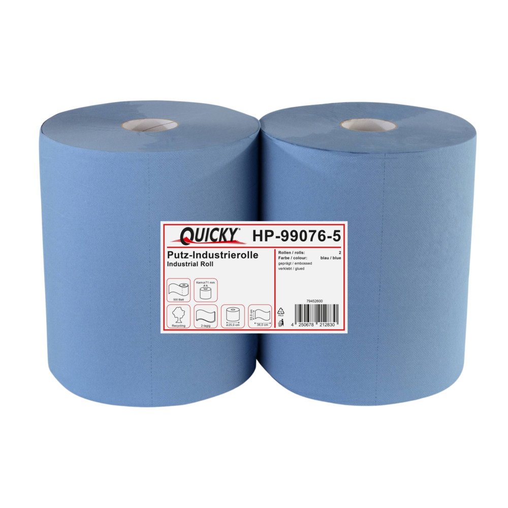 Putztuchrolle 2-lagig 33x36 cm 500 Blatt 2er Pack in Blau image number 3