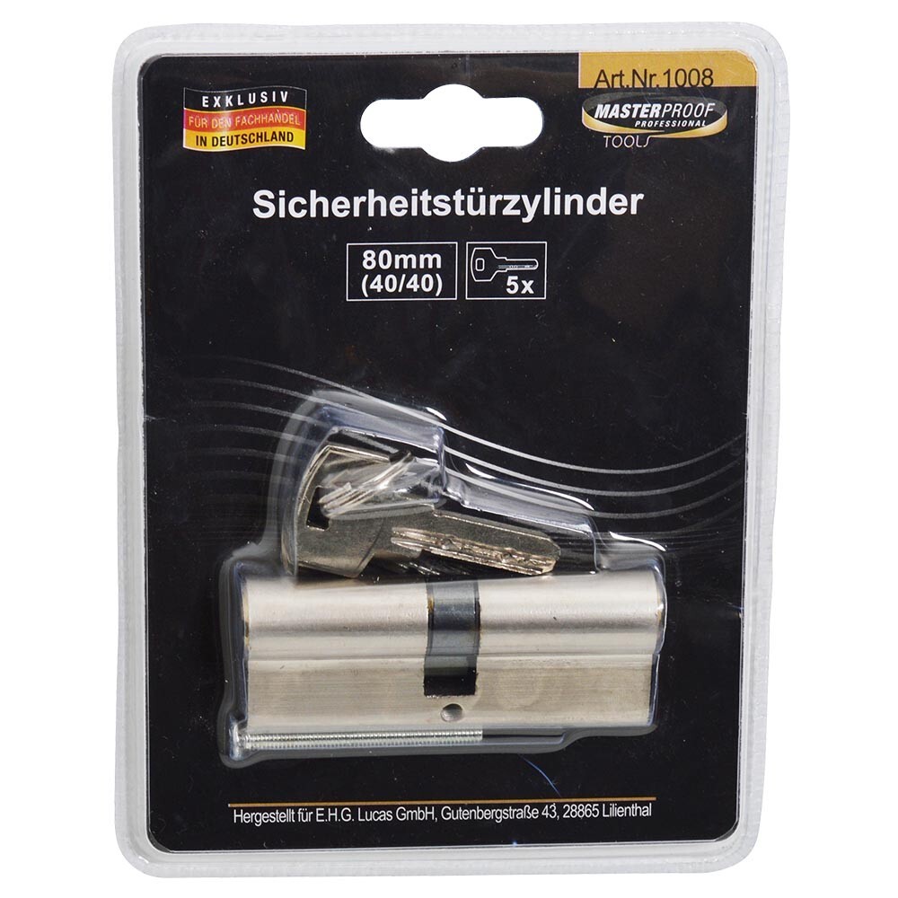 Schlie&szlig;zylinder Profilzylinder 80 mm, 40/40 mit&nbsp;5 Schl&uuml;sseln