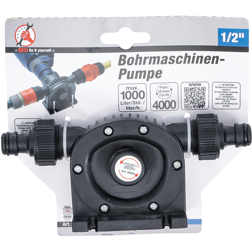 BGS Bohrmaschinen Pumpe 1/2" Anschlu&szlig; 1000L/h image number 3