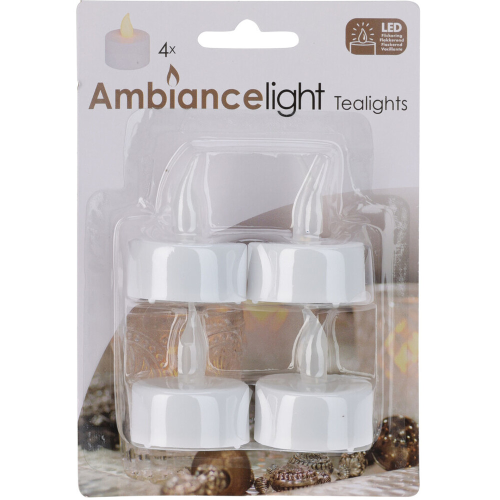 LED-Teelichter 4er Set wei&szlig; mit Flackereffekt image number 3