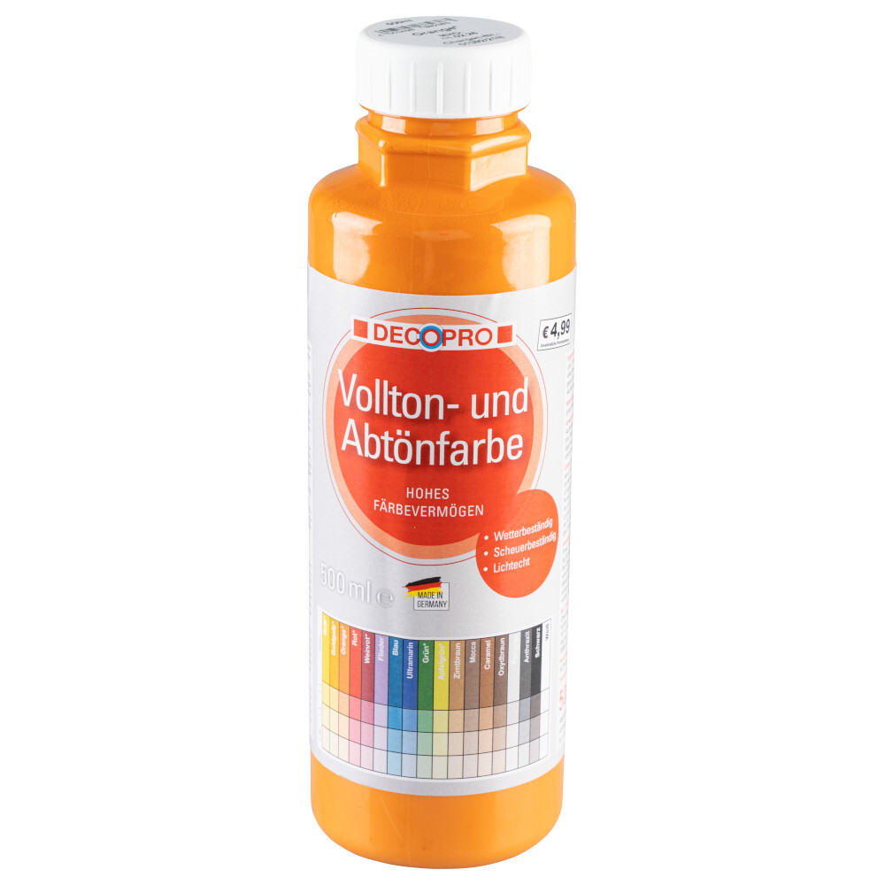 DECOPRO Vollton und Abt&ouml;nfarbe 500 ml orange innen und au&szlig;en