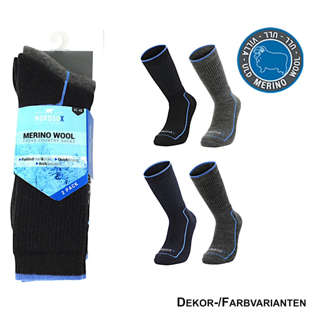 Damen und Herren Merino-Socken 2er Pack, sortiert image number 1