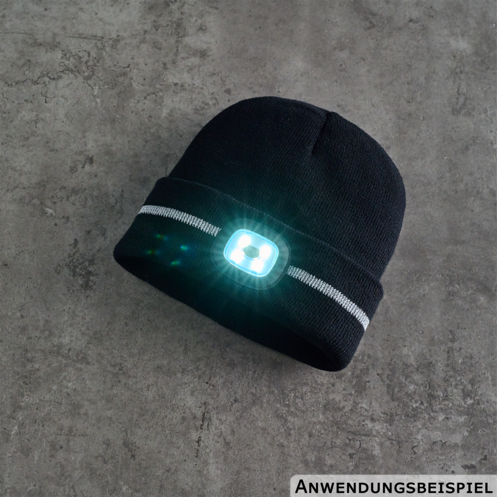 M&uuml;tze schwarz mit LED und Reflektionsstreifen image number 1