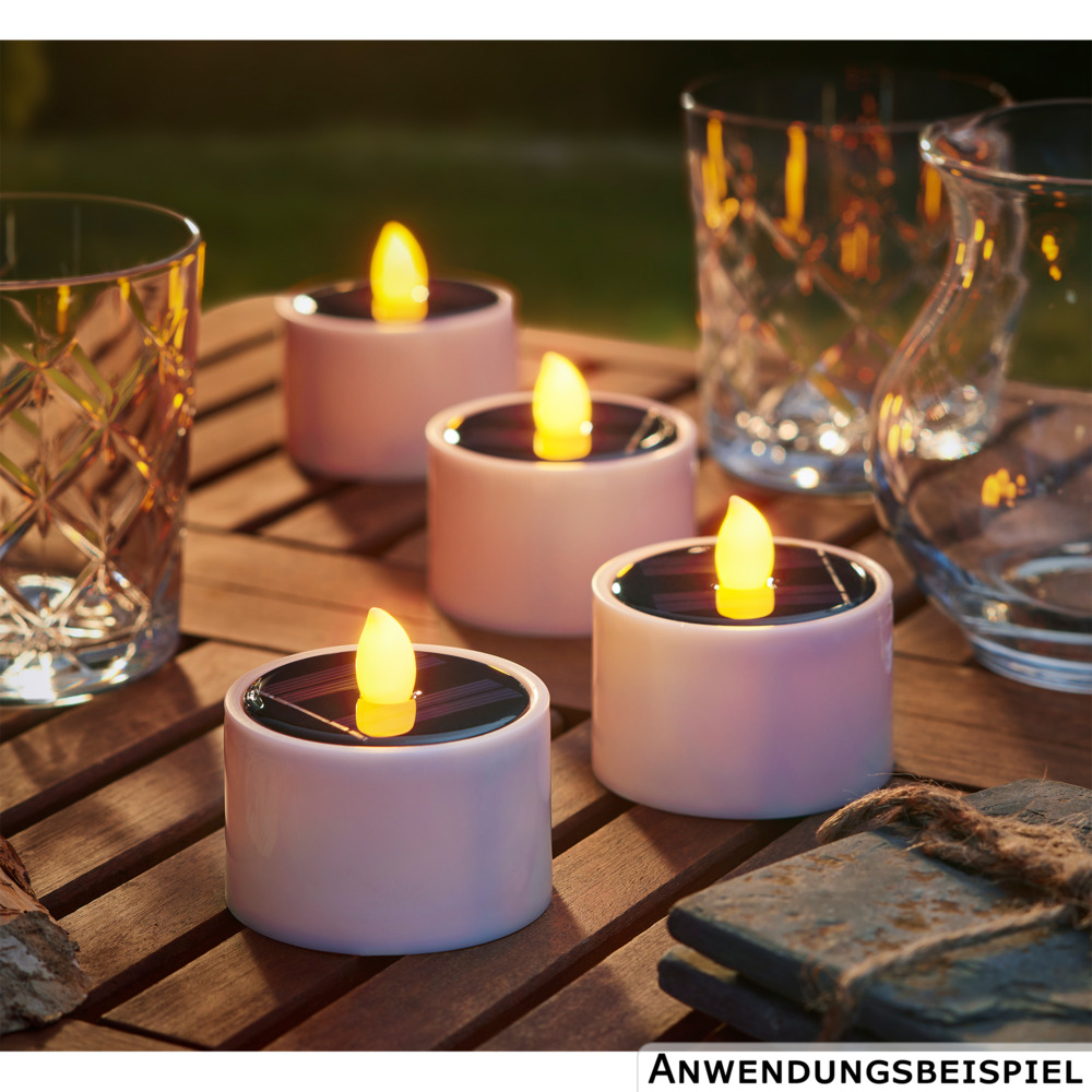 LED-Solar Teelicht mit gelber Flacker-LED image number 1