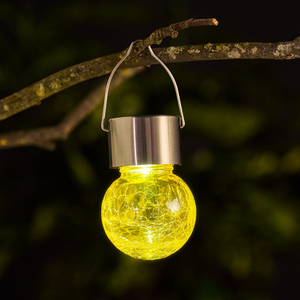 Solar LED-Kugelleuchte aufh&auml;ngbar aus Crushglas image number 5