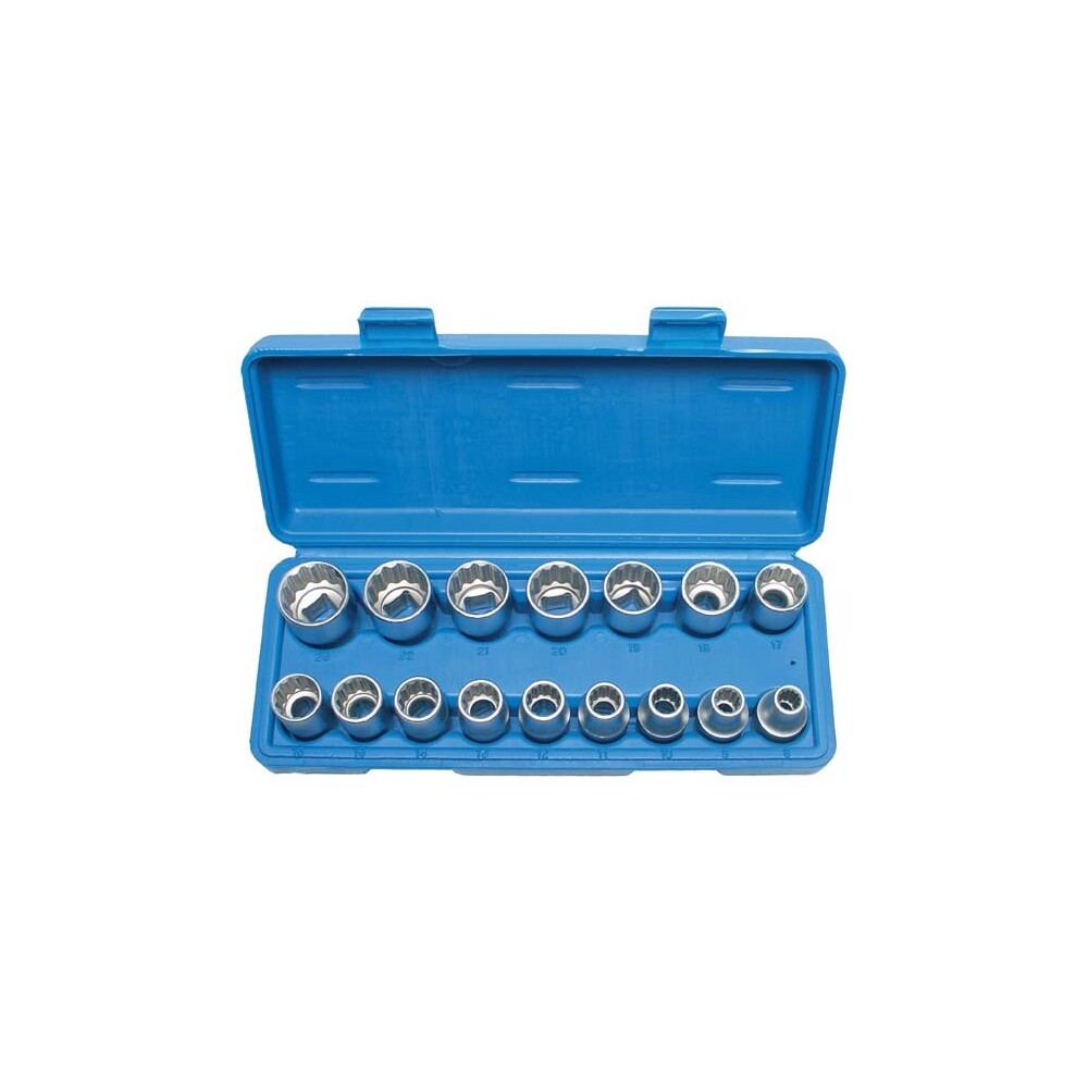 Steckschl&uuml;ssel-Eins&auml;tze 1/2" 8-24mm 12-kant 16-teilig