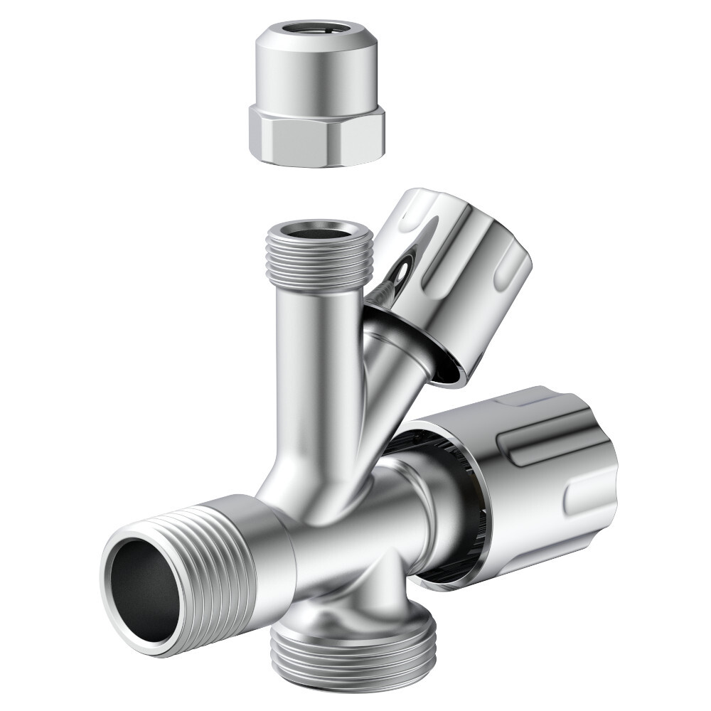 Ger&auml;te-Eckventil 1/2 Zoll x 10 mm verchromt mit Ger&auml;teanschluss image number 3
