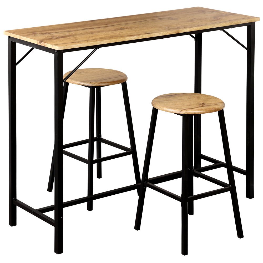 K&uuml;chenbar 3-teilig mit Holzfaserplatte in Eichenoptik