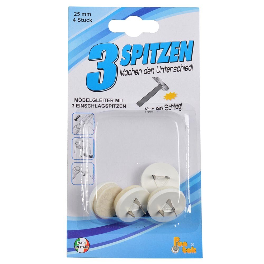 Nagel Filzgleiter-Set 4 St&uuml;ck 25 mm in Wei&szlig;