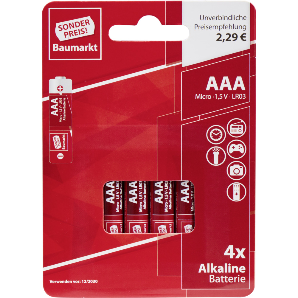Alkaline-Batterien 4 St&uuml;ck LR 03 AAA image number 2