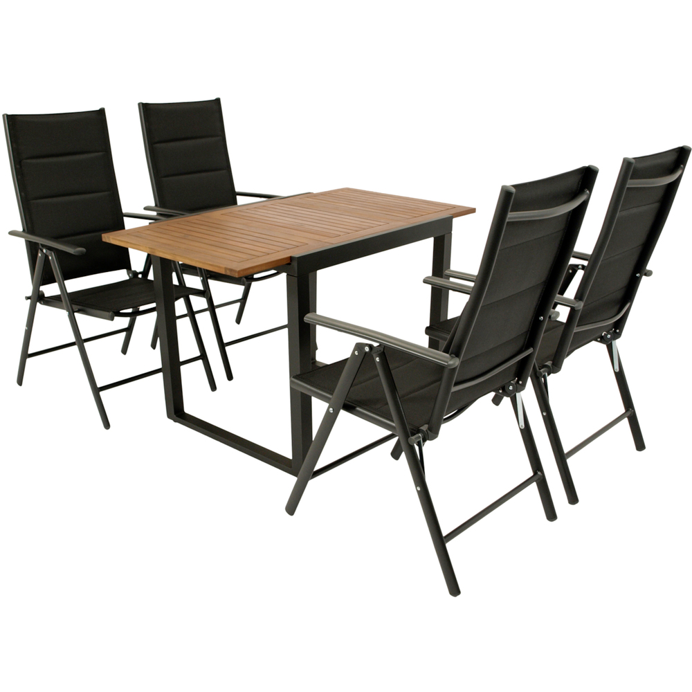 Gartengarnitur 5-teilig anthrazit, Tischplatte Akazie