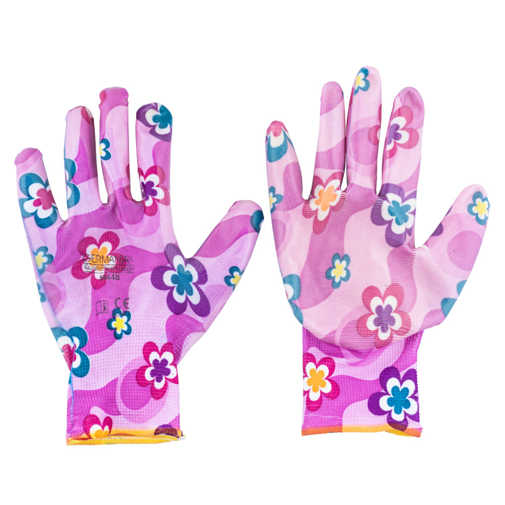 Damen Gartenhandschuhe Gr&ouml;&szlig;e 9 mit Blumenmotiv image number 1