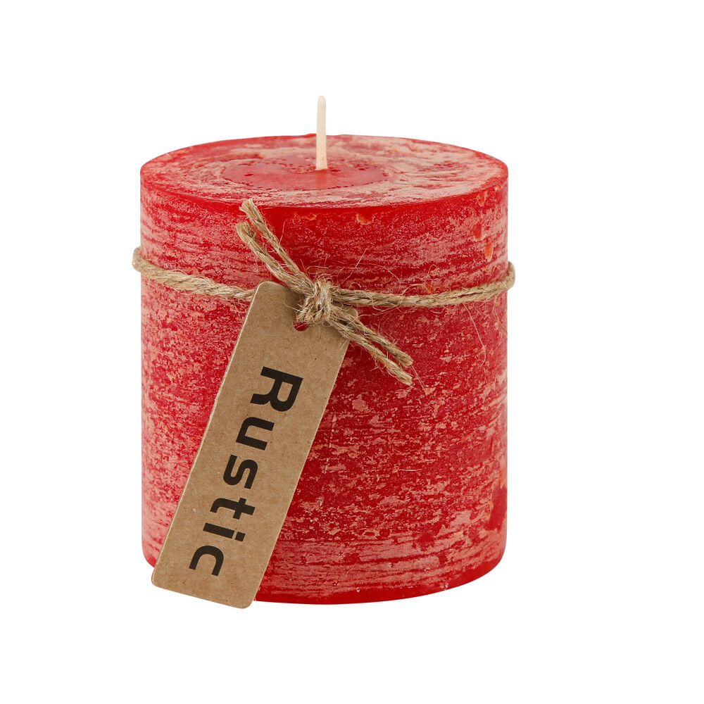 Stumpenkerze Rustic rot 7 x 7,5 cm
