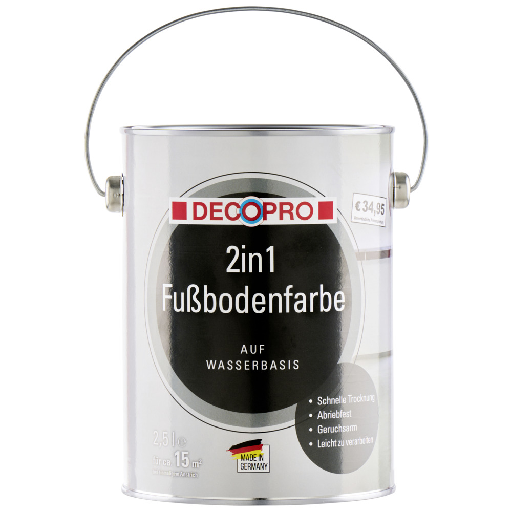 DECOPRO 2in1 Fu&szlig;bodenfarbe 2,5 Liter in Kieselgrau image number 1