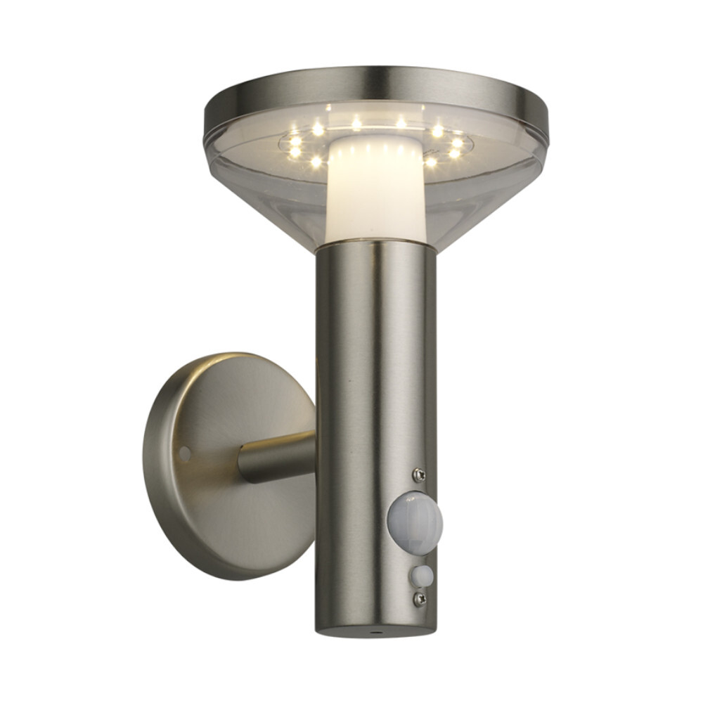 LED Solar Wandleuchte rund 2 W in silber mit Bewegungsmelder