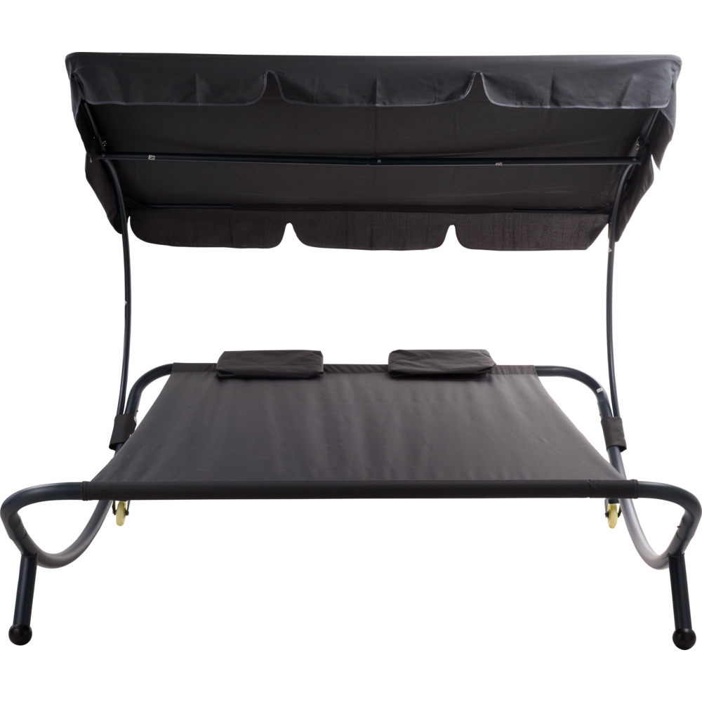 Doppel-Sonnenliege mit Dach steingrau image number 2