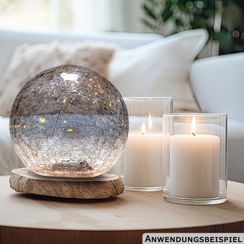 LED-Kugelleuchte &Oslash; 15 cm aus Crashglas mit 14 LEDs image number 2