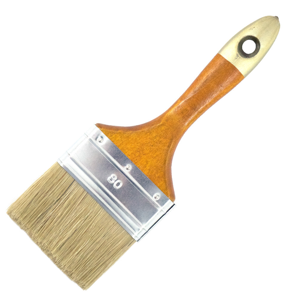 Flachpinsel 80 mm, PET-Borsten, mit Holzstiel