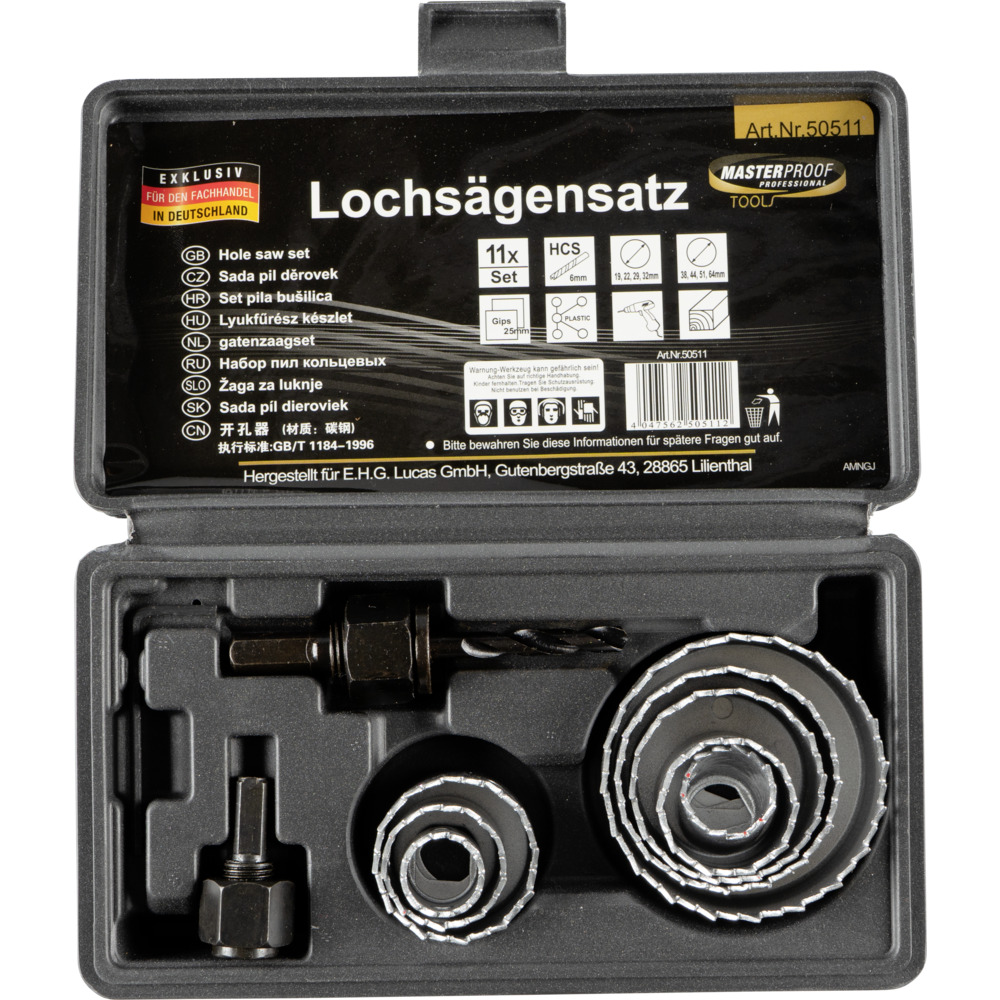 Lochs&auml;gensatz 11-teilig 19-64 mm