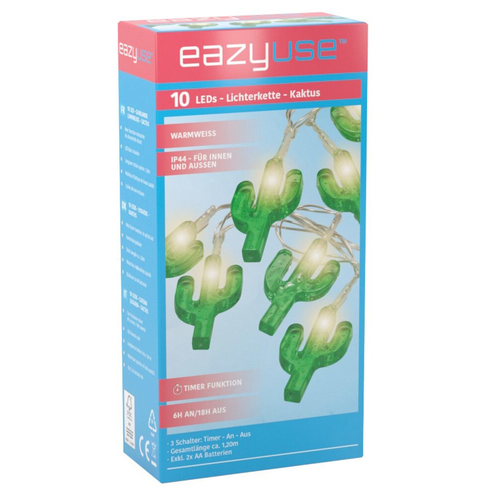 LED-Lichterkette 120 cm mit Kaktusmotiv, 10 LEDs und Timerfunktion image number 1