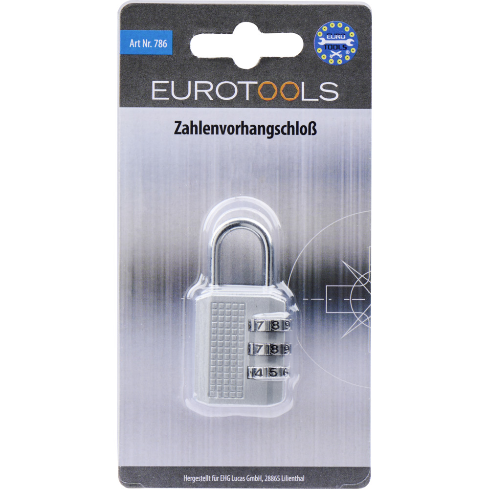 Gep&auml;ck Zahlenschloss 8 cm Zinklegierung silber image number 1