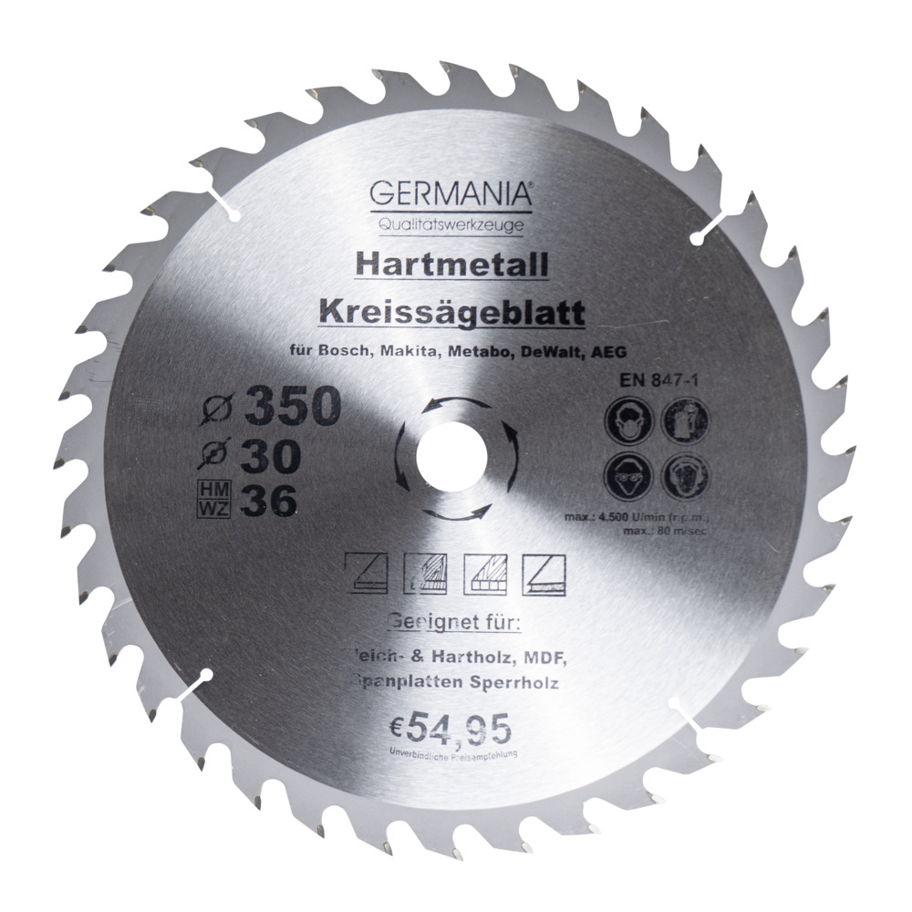 GERMANIA&reg; HM Kreiss&auml;geblatt &Oslash; 350mm, 36 Z&auml;hne f&uuml;r Holz