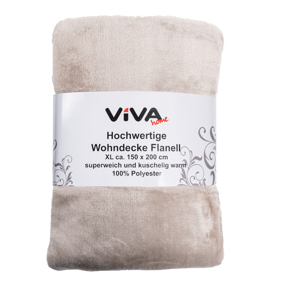 Kuscheldecke Flanell 150 x 200 cm aus Polyester in Sand