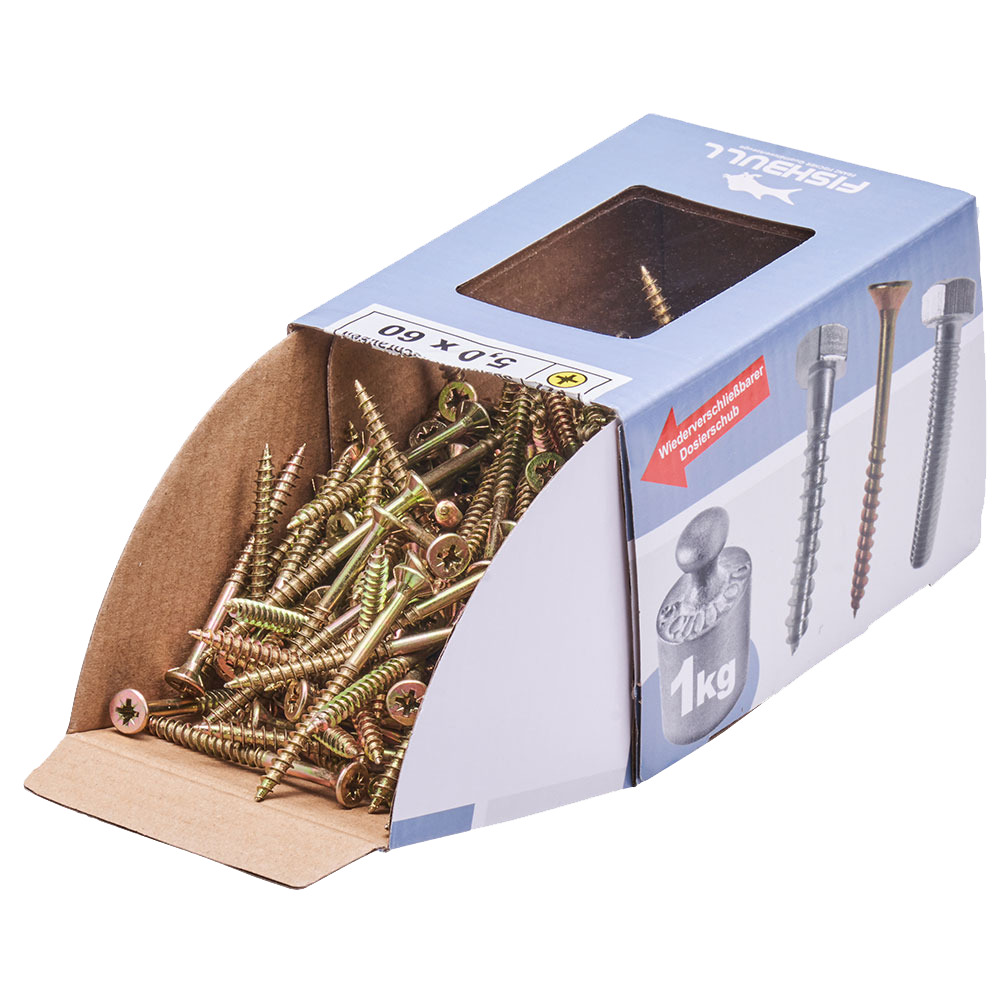 Spanplattenschraube 5,0 x 60  mm PZ 1kg FISHBULL-Pack Senkkopf Teilgewinde Kreuzschlitz image number 3