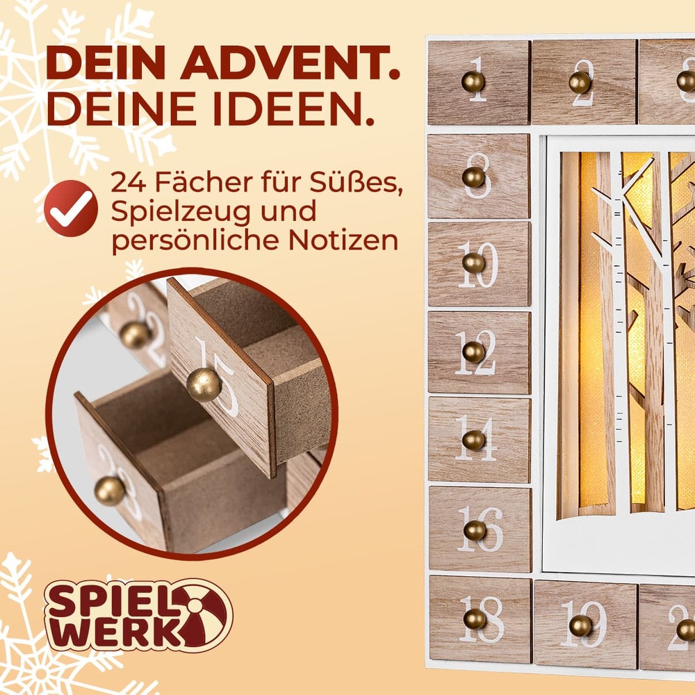 LED-Adventskalender "Winterwald" aus MDF image number 3