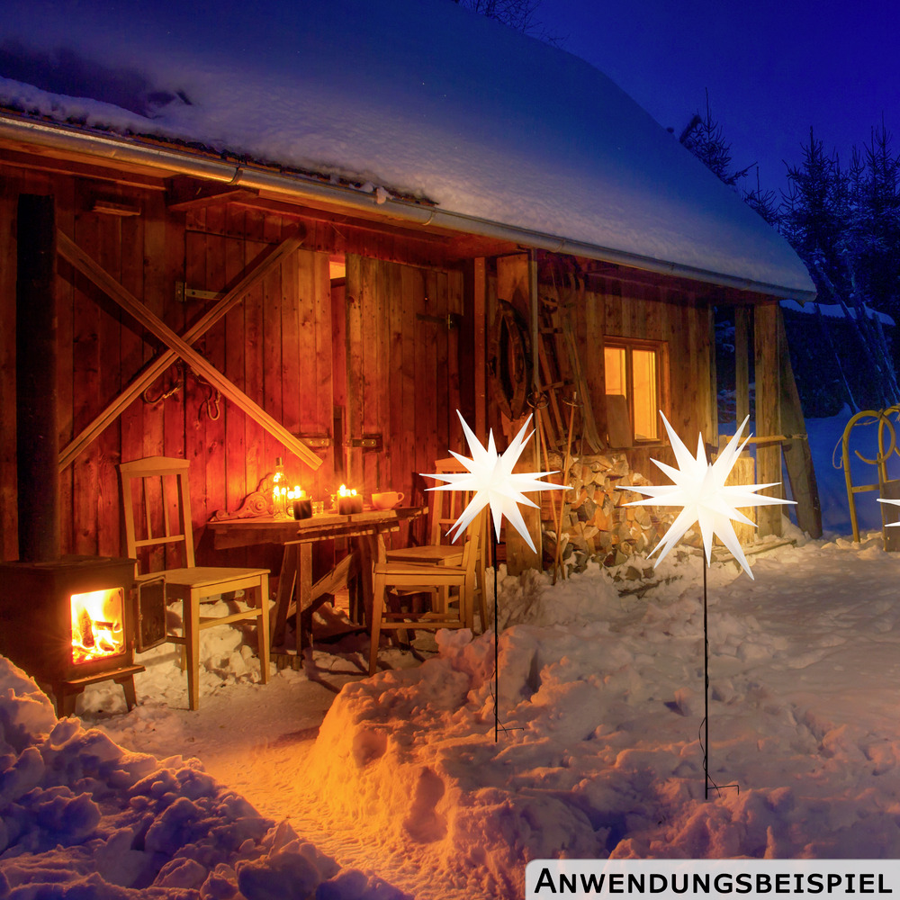 LED-3D-Stern strombetrieben 115 cm mit Erdspie&szlig; image number 2