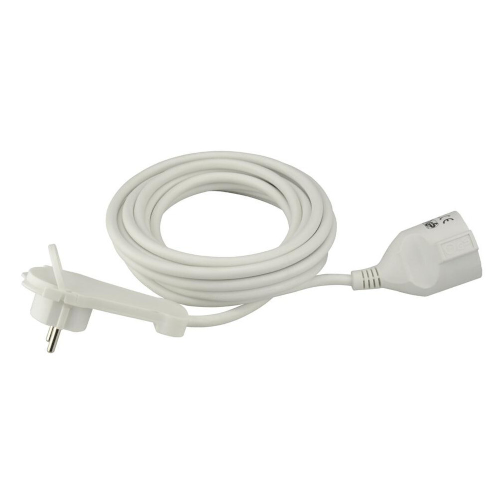 Verl&auml;ngerungskabel Flachstecker 5 m, wei&szlig;, innen