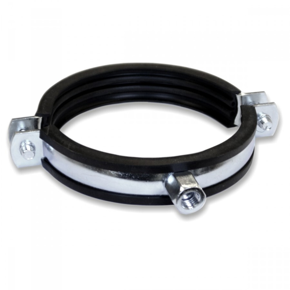 Schraubrohrschelle 2'' verzinkt 57-61 mm mit Schallschutzeinlage