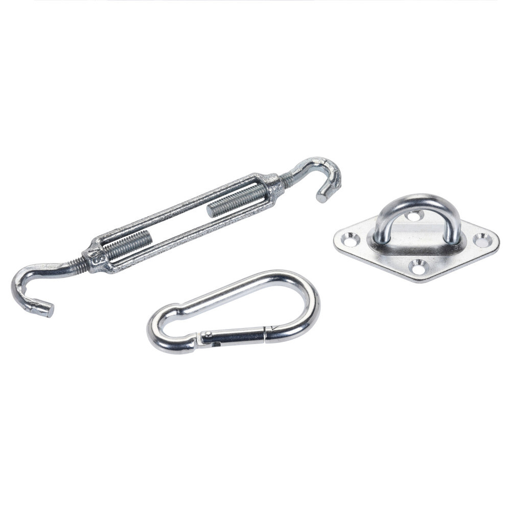 Aufh&auml;nge-Set 3-teilig f&uuml;r Sonnensegel in Silber aus verzinktem Eisen