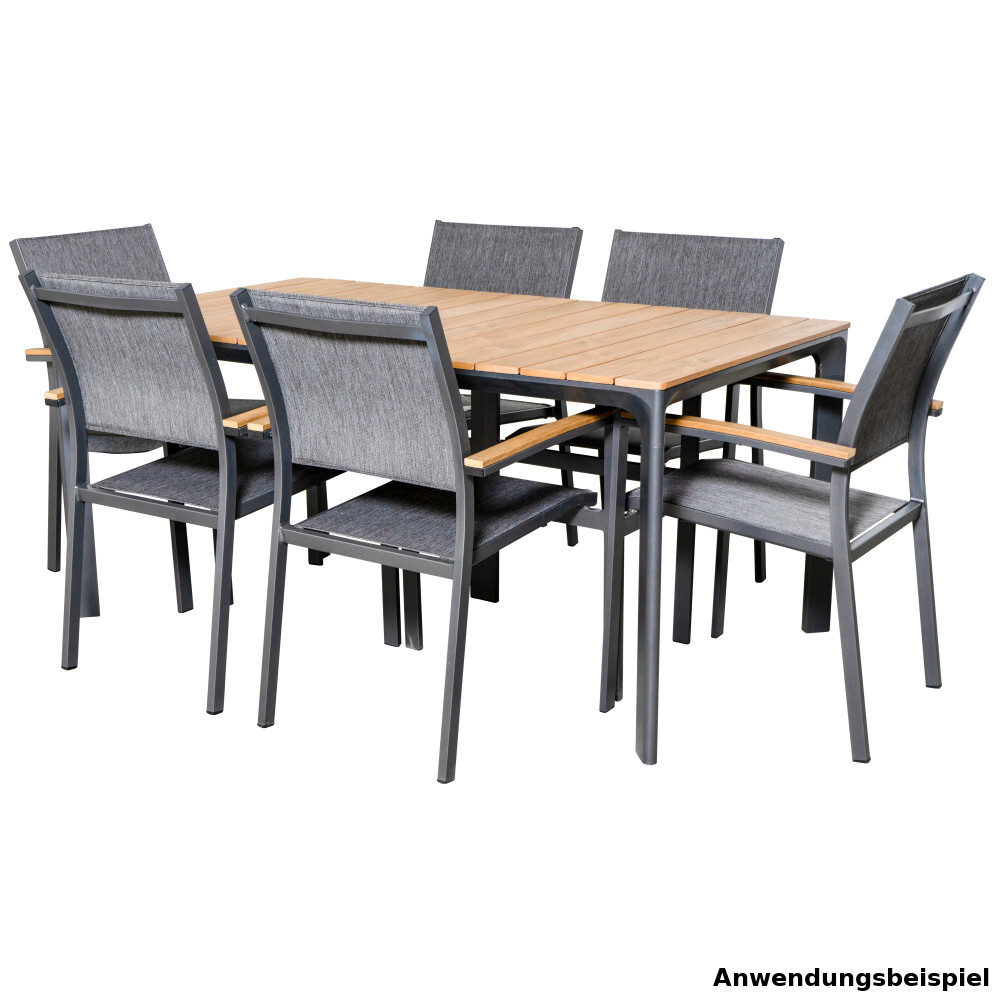 Gartentisch &bdquo;Arezzo&ldquo; Nonwood 160 x 90 x 74 cm in Teakoptik mit Aluminiumgestell image number 3