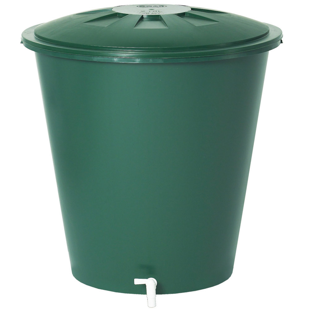 Regentonne rund mit 210 Liter inklusive Deckel und Auslaufhahn