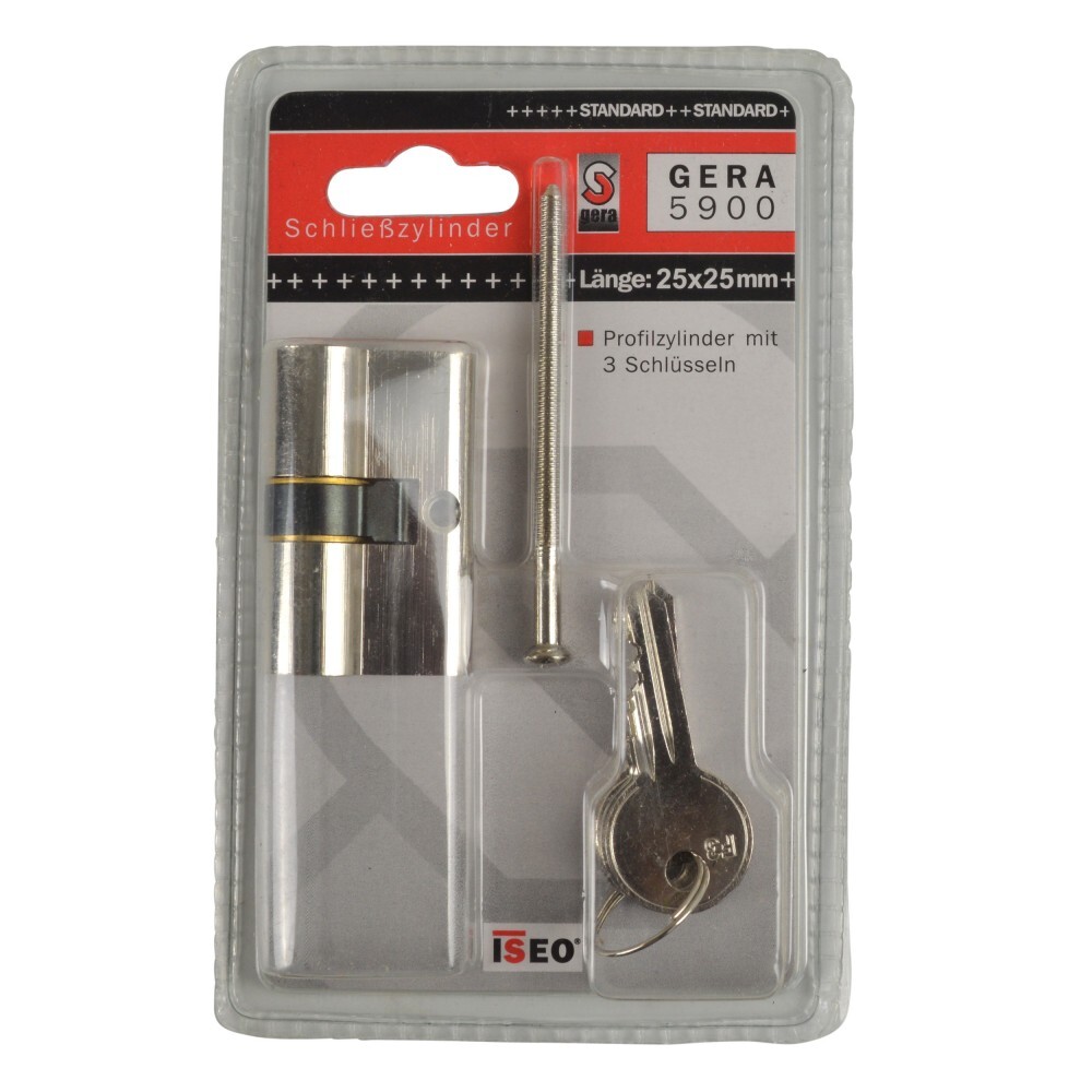 Schlie&szlig;zylinder GERA 5900 25-25 mm mit 3 Schl&uuml;sseln image number 1