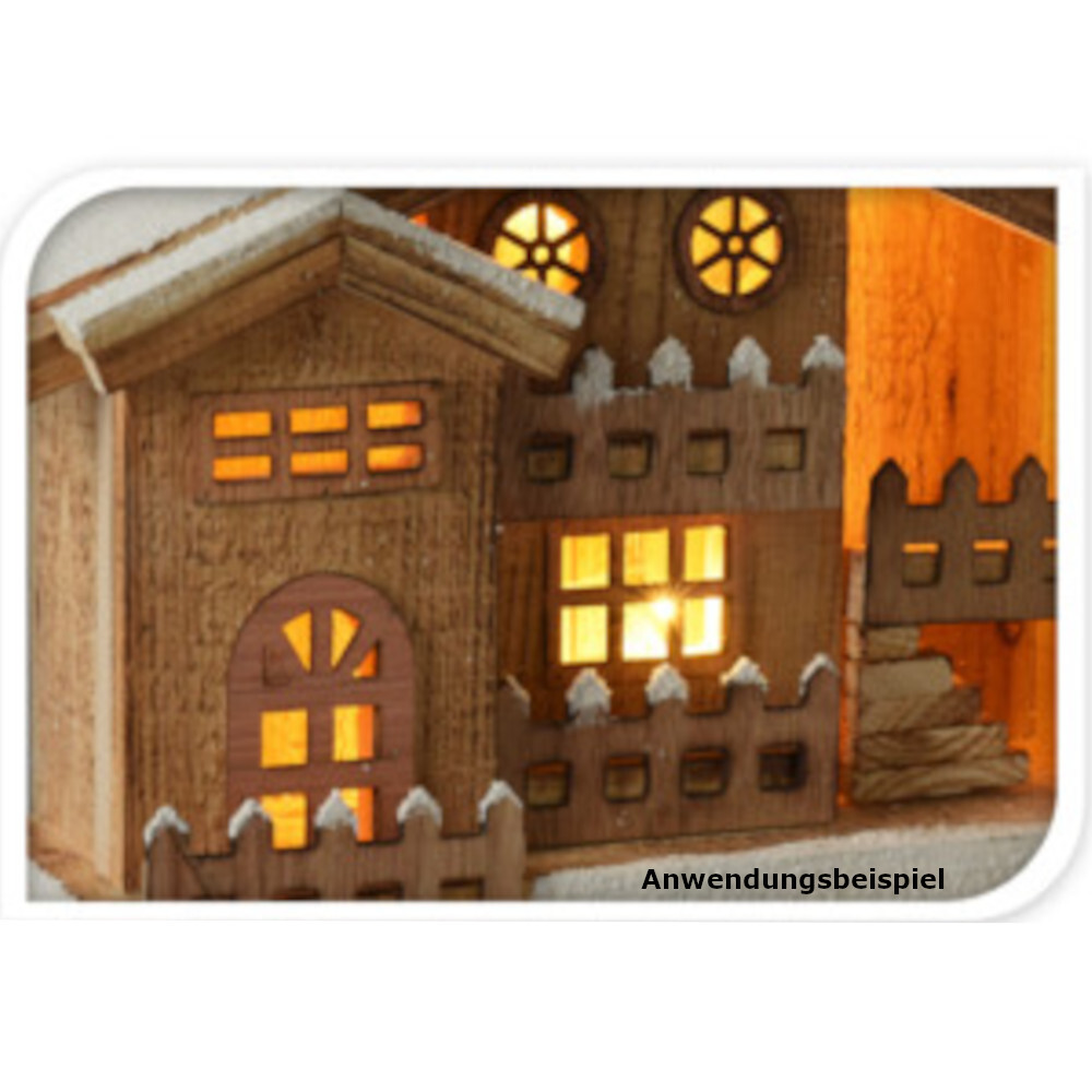 LED-Holzh&uuml;tte batteriebetrieben 27 cm mit LEDs und Timerfunktion image number 1