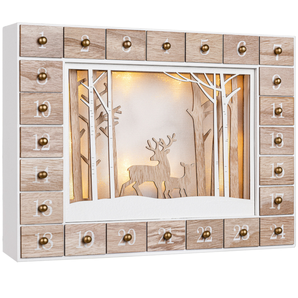 LED-Adventskalender "Winterwald" aus MDF