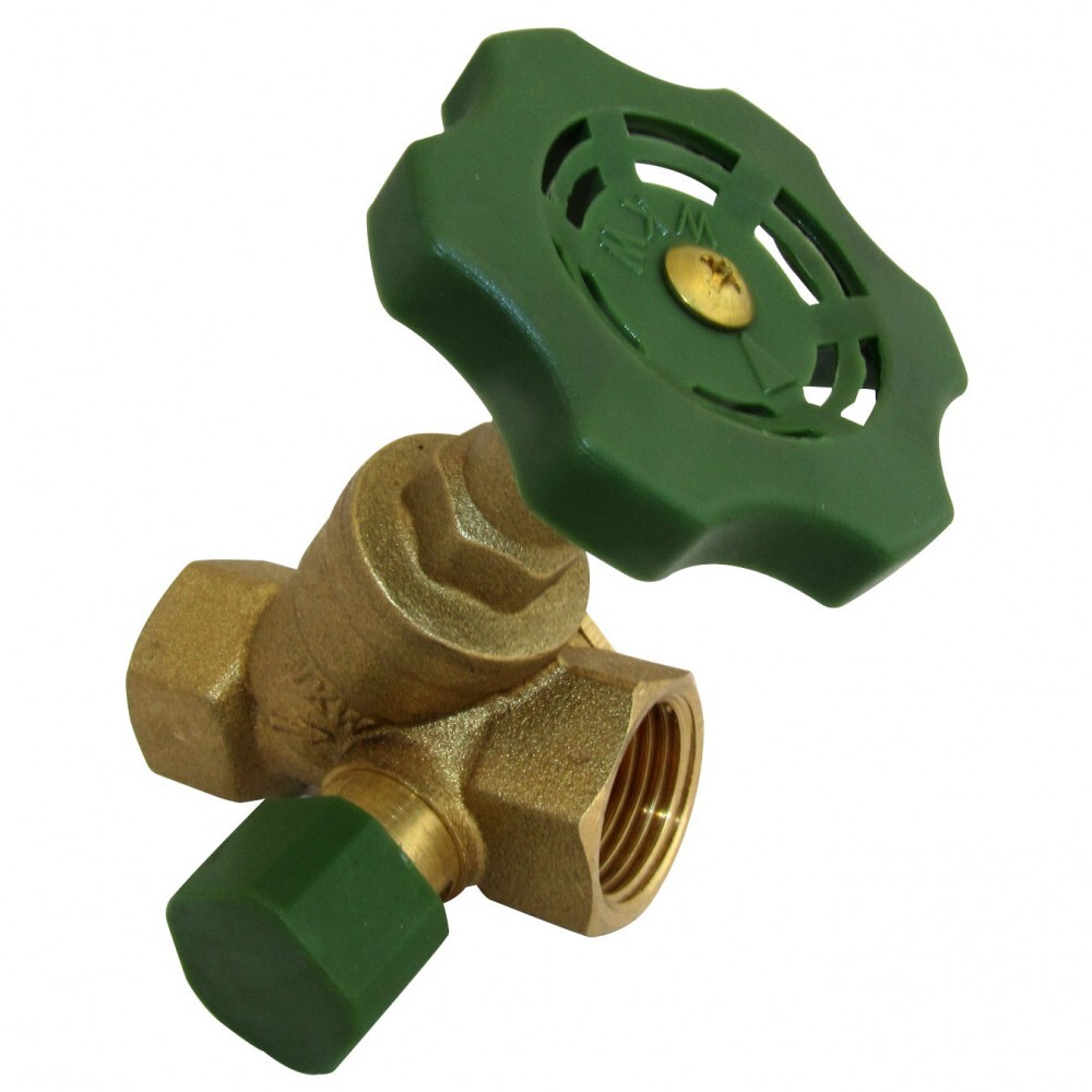 Schr&auml;gsitzventil mit Entleerung und 2 x &frac12;" Innengewinde