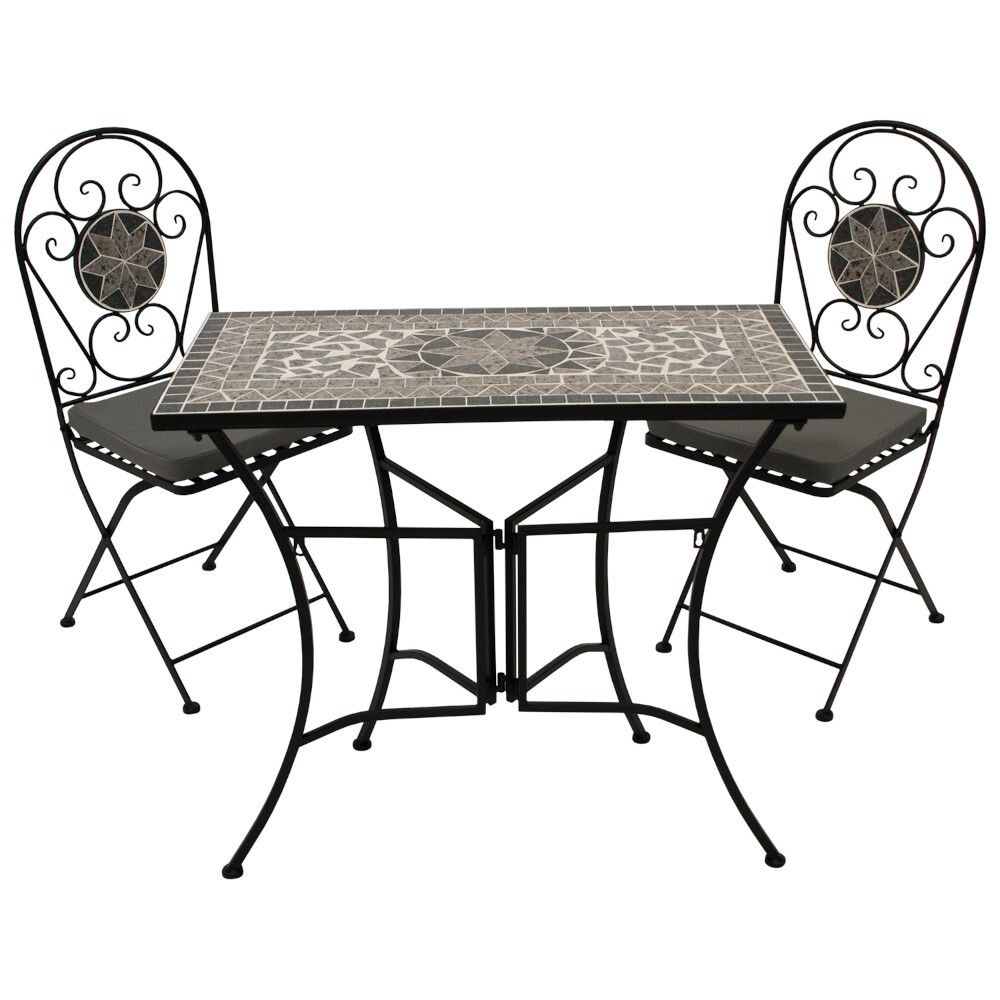 Bistroset 3-teilig - 2 Klappst&uuml;hle und ein eckiger Mosaik-Tisch