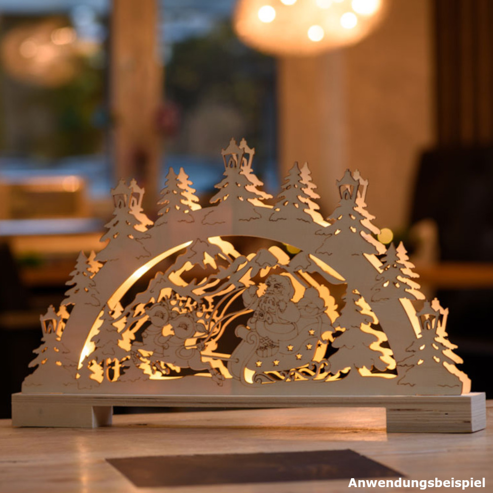 LED-Schwibbogen batteriebetrieben aus Holz image number 2