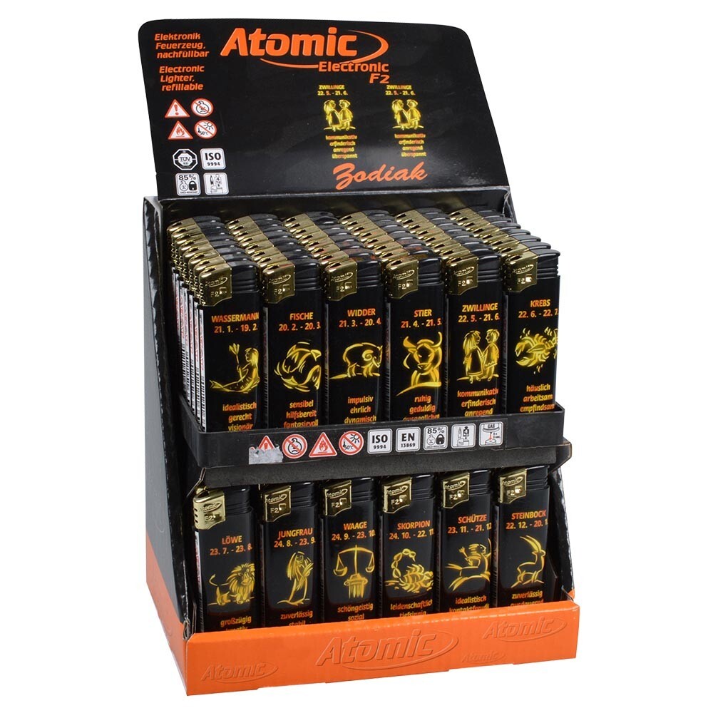Feuerzeug nachf&uuml;llbar in verschiedenen Horoskop Motiven