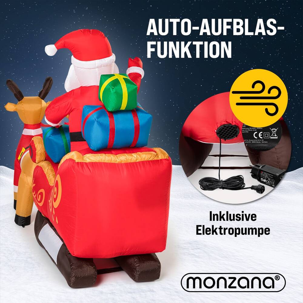 Aufblasbarer LED-Weihnachtsmann mit Schlitten image number 3